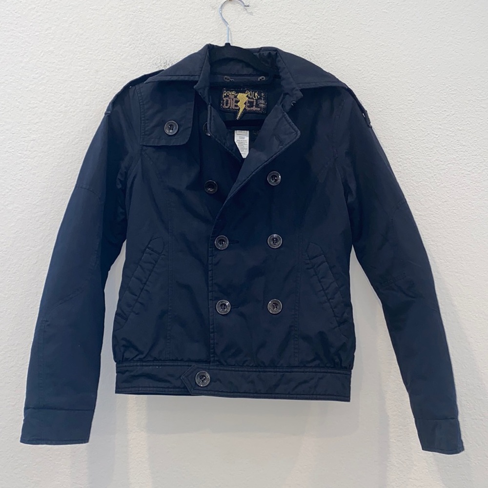 Diesel Royal Rock Short Pea Coat Lined Black Men Small